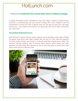 Hotlunch Transforms the Lunch Hour Into A Culinary Voyage