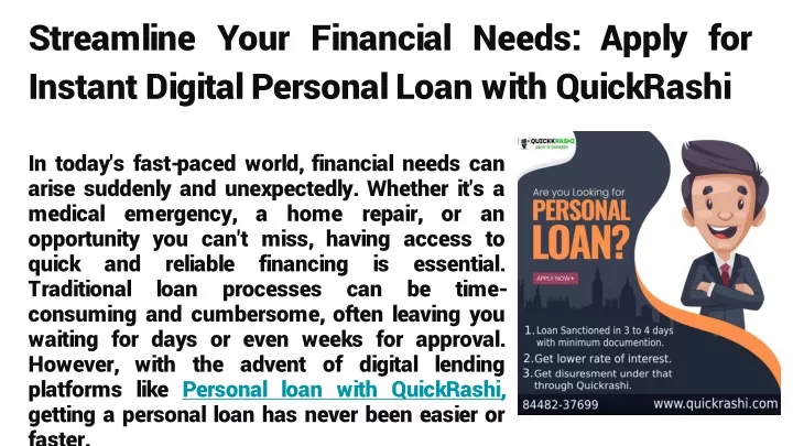 streamline your financial needs apply for instant digital personal loan with quickrashi