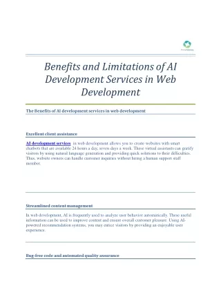 Benefits and Limitations of AI Development Services in Web Development