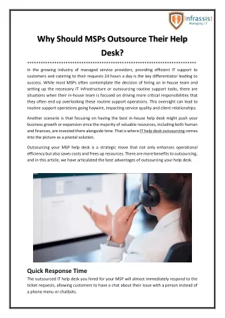 Why Should MSPs Outsource Their Help Desk?