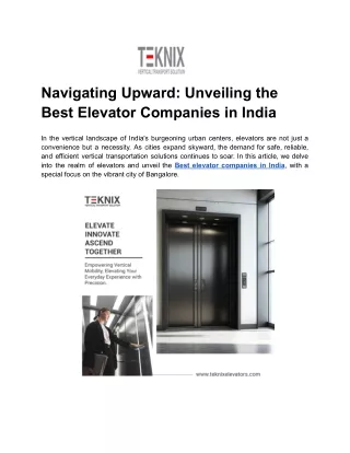 Navigating Upward_ Unveiling the Best Elevator Companies in India