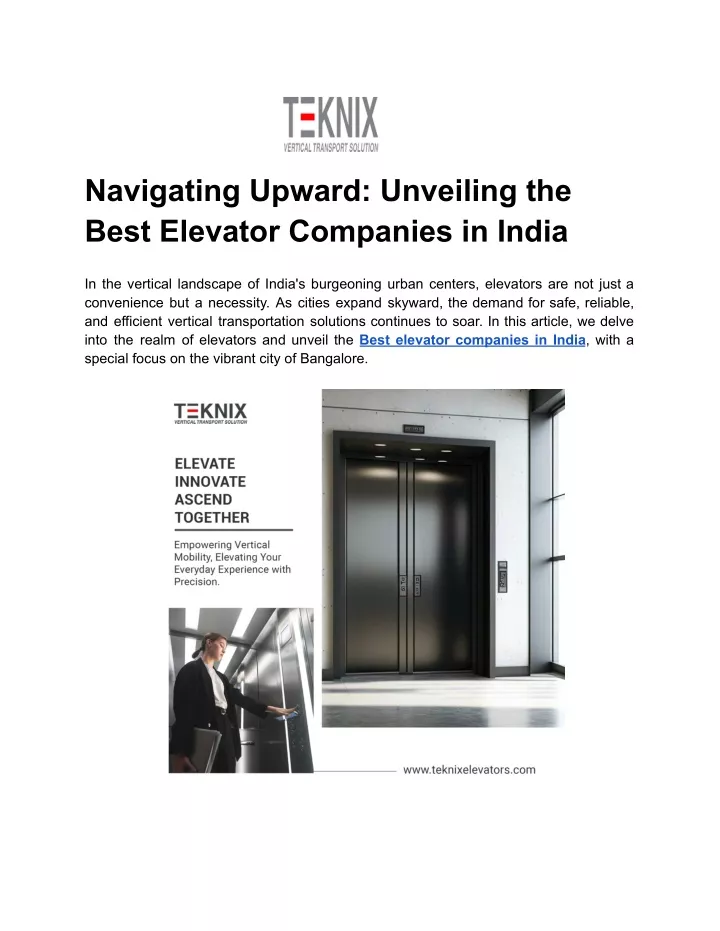 navigating upward unveiling the best elevator