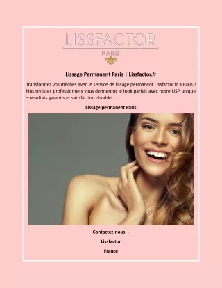 Lissage Permanent Paris | Lissfactor.fr