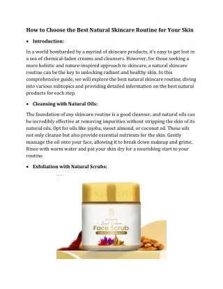 how to choose the best natural skincare routine