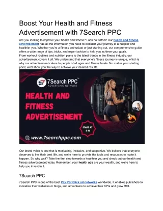 Boost Your Health and Fitness Advertisement with 7Search PPC