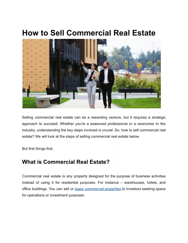 how to sell commercial real estate