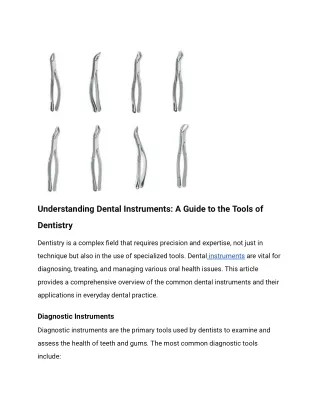 Understanding Dental Instruments_ A Guide to the Tools of Dentistry