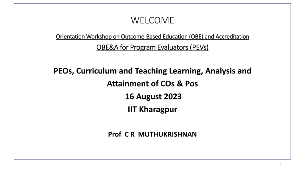 overview of outcome based education accreditation workshop at iit kharagp