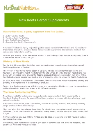 new roots herbal supplements