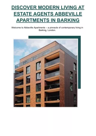 Discover Modern Living At Estate Agents Abbeville Apartments In Barking