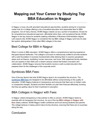 Mapping out Your Career by Studying Top BBA Education in Nagpur