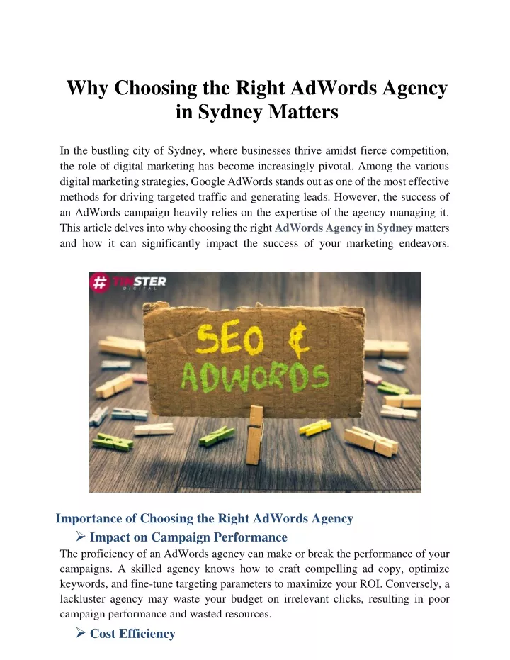 why choosing the right adwords agency in sydney