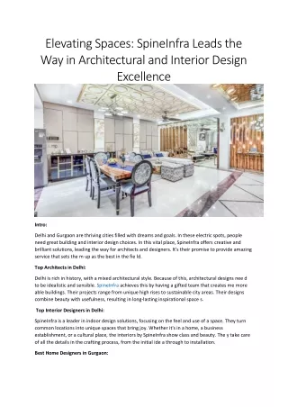 Leading the Way in Architectural and Interior Design Excellence in Delhi NCR