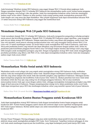 Menyusun Strategi SEO Indonesia yang Menang Dengan Web 2.0