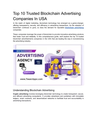 Top 10 Trusted Blockchain Advertising Companies In USA