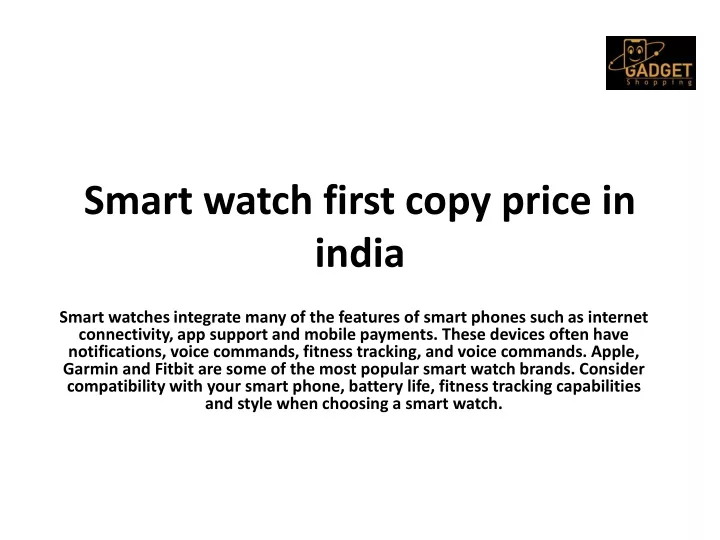 smart watch first copy price in india