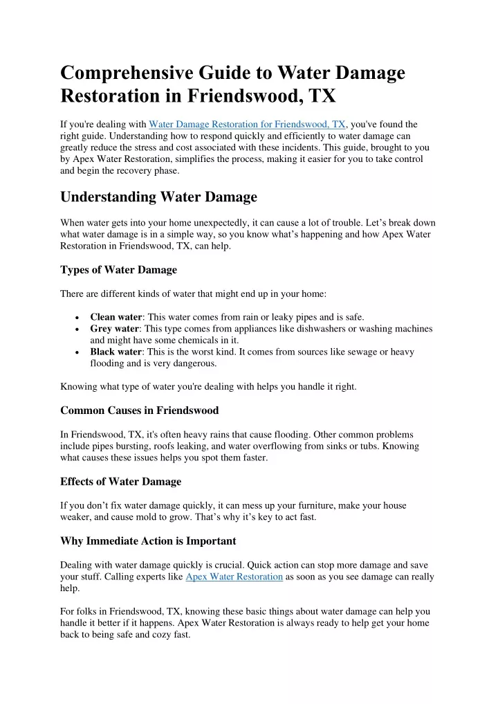 comprehensive guide to water damage restoration