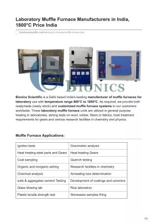 Laboratory Muffle Furnace Manufacturers in India 1800C Price India