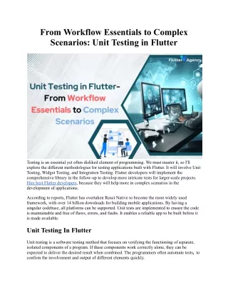 Unit Testing in Flutter- From Workflow Essentials to Complex Scenarios