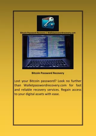 Bitcoin Password Recovery Walletpasswordrecovery com