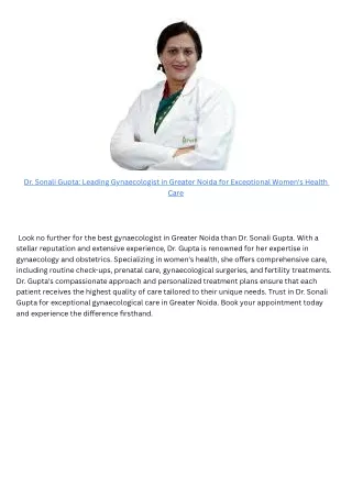 dr sonali gupta leading gynaecologist in greater