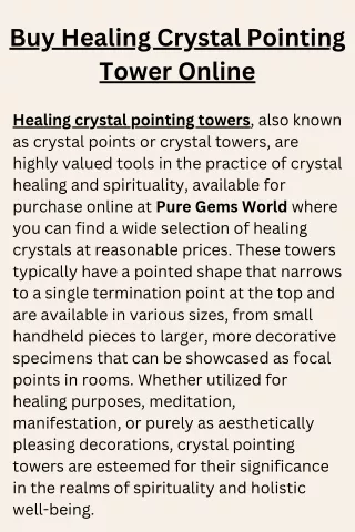 Where to Buy Healing Crystal Pointing Tower Online?
