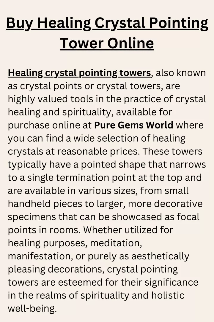 buy healing crystal pointing tower online