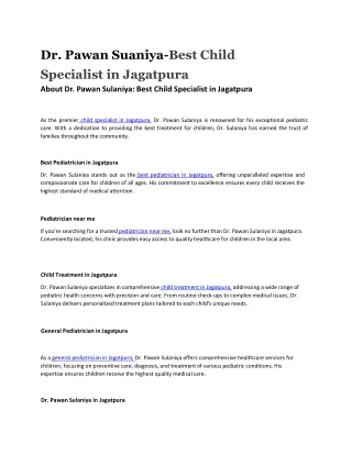Dr. Pawan Suaniya-Best Child Specialist in Jagatpura