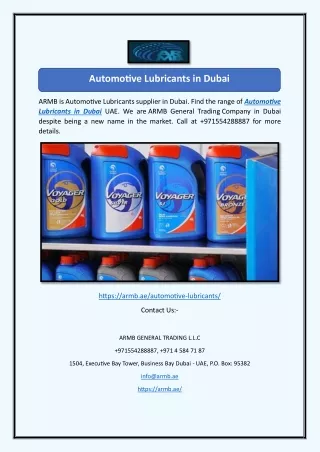 Automotive Lubricants in Dubai