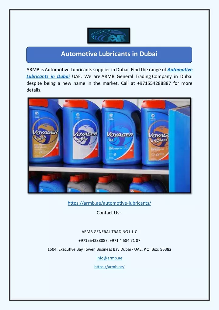 automotive lubricants in dubai