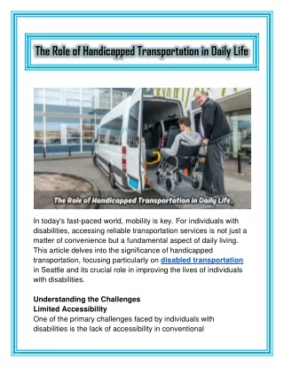 The Role of Handicapped Transportation in Daily Life