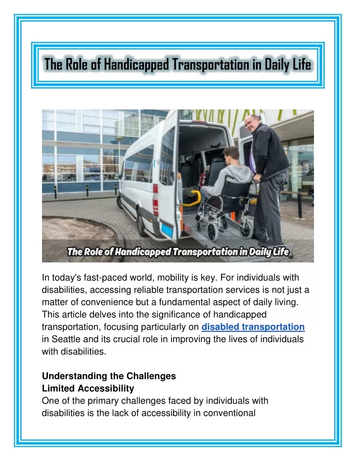 the role of handicapped transportation in daily