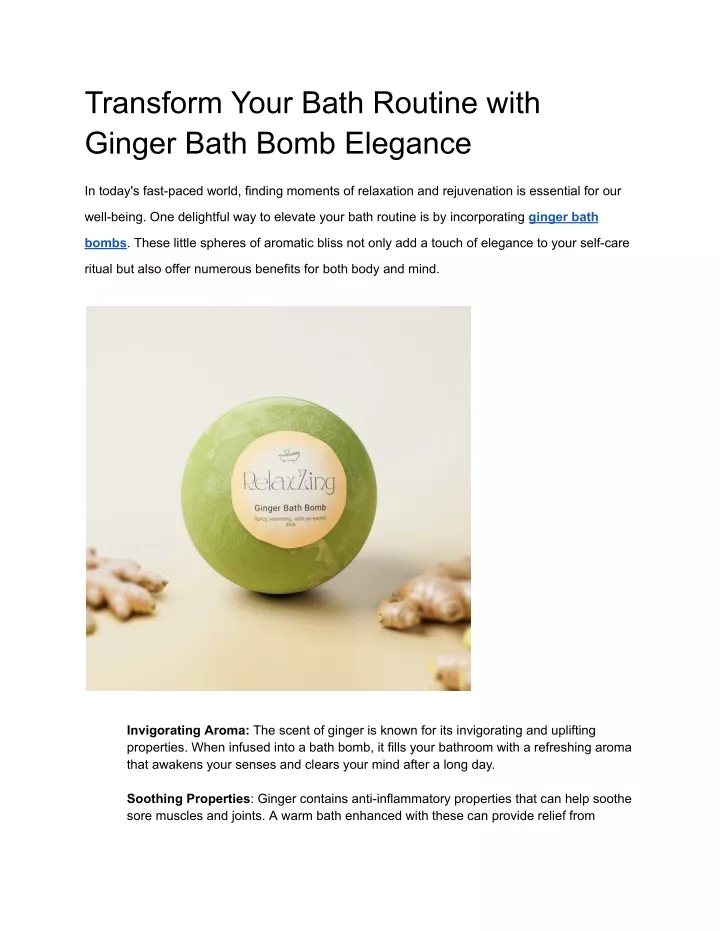 transform your bath routine with ginger bath bomb