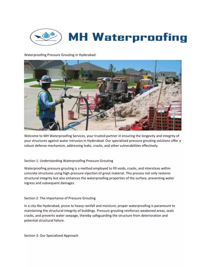 waterproofing pressure grouting in hyderabad