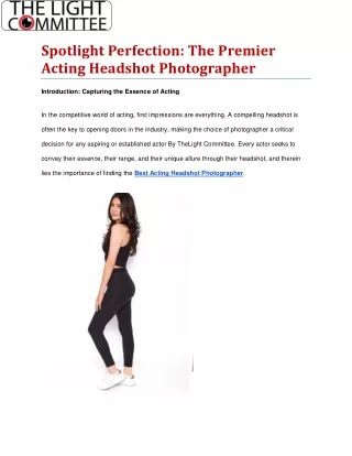 Spotlight Perfection The Premier Acting Headshot Photographer