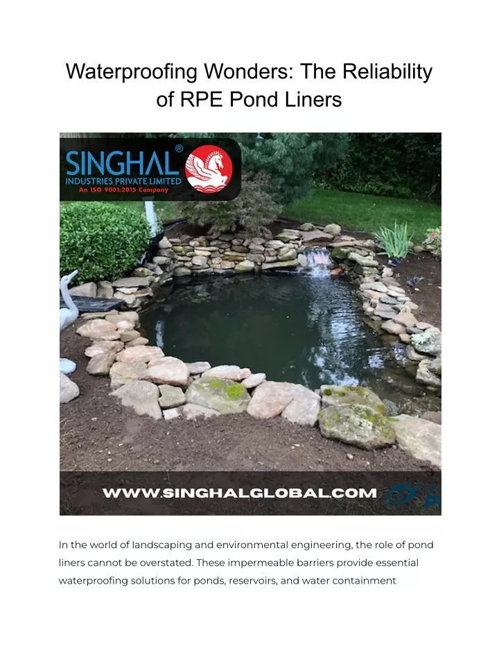 waterproofing wonders the reliability of rpe pond
