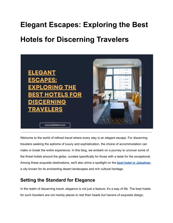 elegant escapes exploring the best