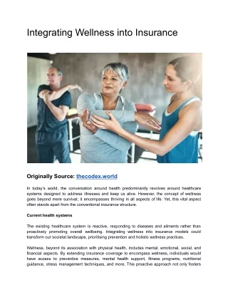 Wellness Integration in Insurance