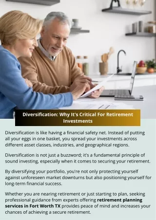 Diversification: Why It's Critical For Retirement Investments