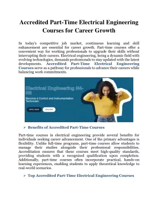 Accredited Part-Time Electrical Engineering Courses for Career Growth