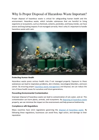 Why Is Proper Disposal of Hazardous Waste Important?