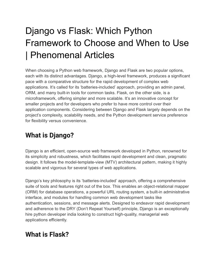 django vs flask which python framework to choose