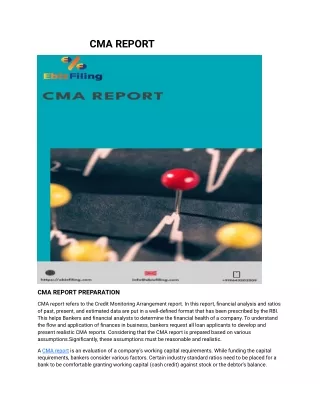 CMA(Credit Monitoring Arrangement Report