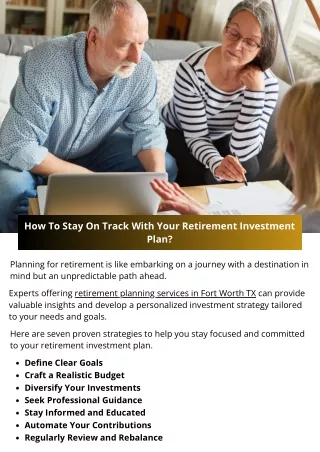 How To Stay On Track With Your Retirement Investment Plan?