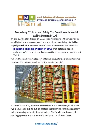 Efficient Industrial Racking Solutions in the UAE