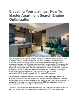 Master Apartment Search Engine Optimization with Uncomn Projects for Top Ranking