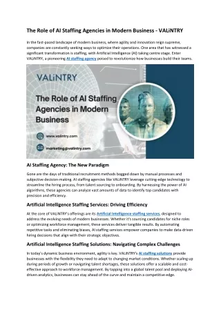 The Role of AI Staffing Agencies in Modern Business