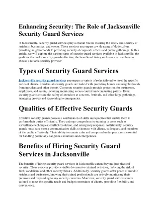 jacksonville security guard services