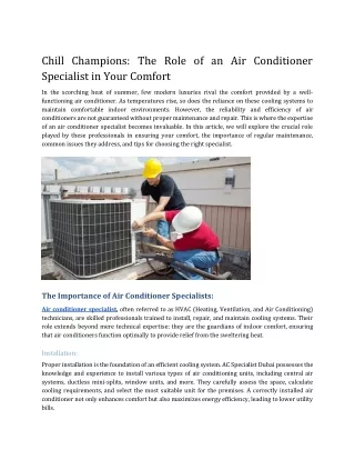 Chill Champions_ The Role of an Air Conditioner Specialist in Your Comfort