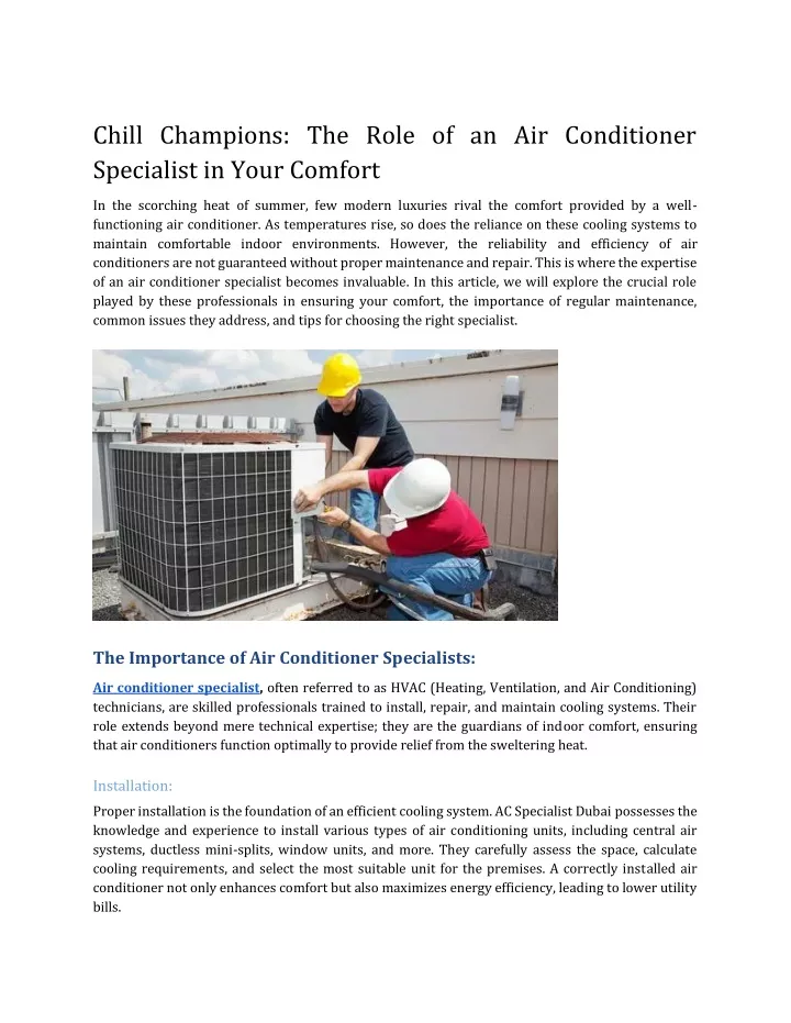 chill champions the role of an air conditioner